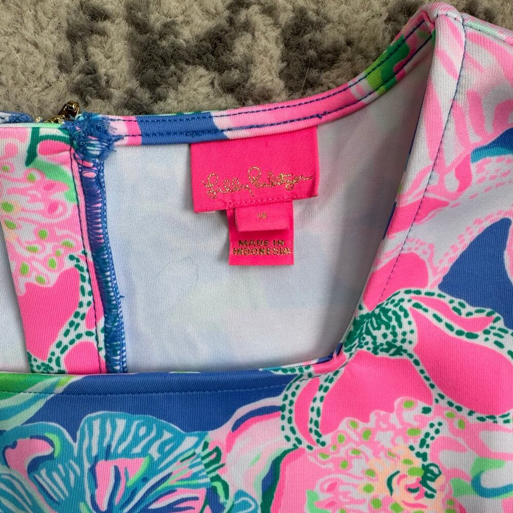Lilly Pulitzer Floral Dress Girl’s Peony For Thoughts Arya Flare Dress Size 14 - Picture 3 of 9